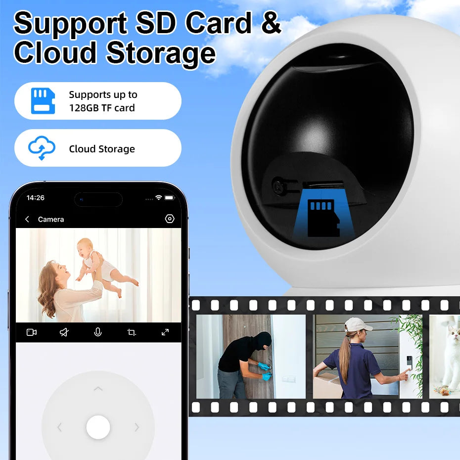 Fuers 4K 8MP IP Camera Indoor WiFi Wireless Surveillance works with Tuya Smart Home APP Auto Tracking CCTV Security Baby Monitor
