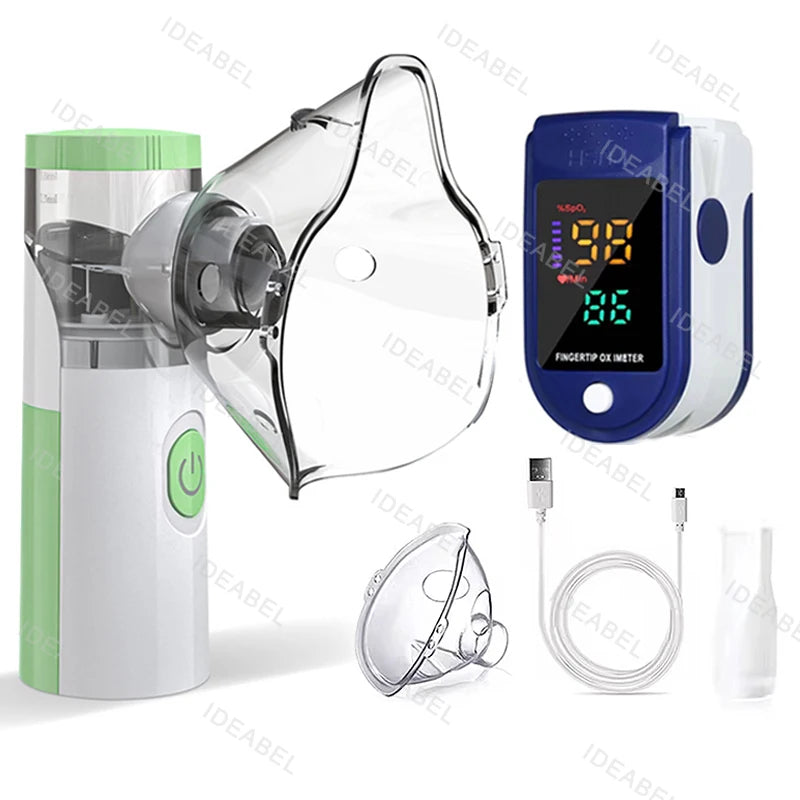 Atomizer Health Care Products Fingertip Pulse Blood Oxygen Portable Nebulizer Mesh Nebulizer Handheld Medical Asthma Inhaler