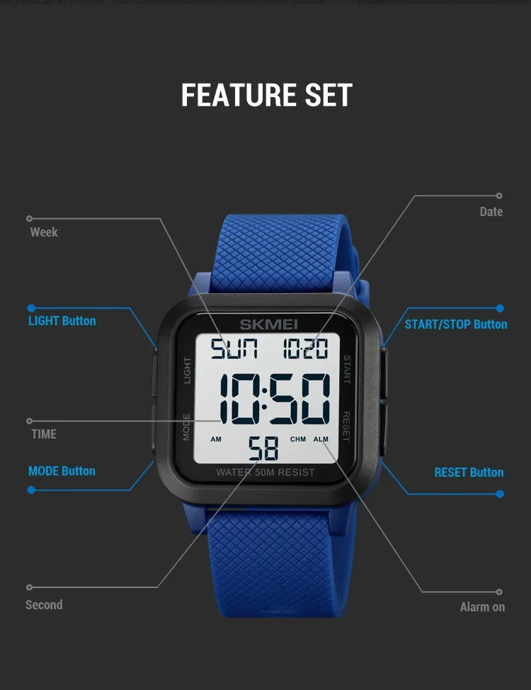 SKMEI 1894 Military Waterproof Mens Watches Electronic Shock Digital Watch For Men Sports Wristwatches 1841 Relogios Masculinos