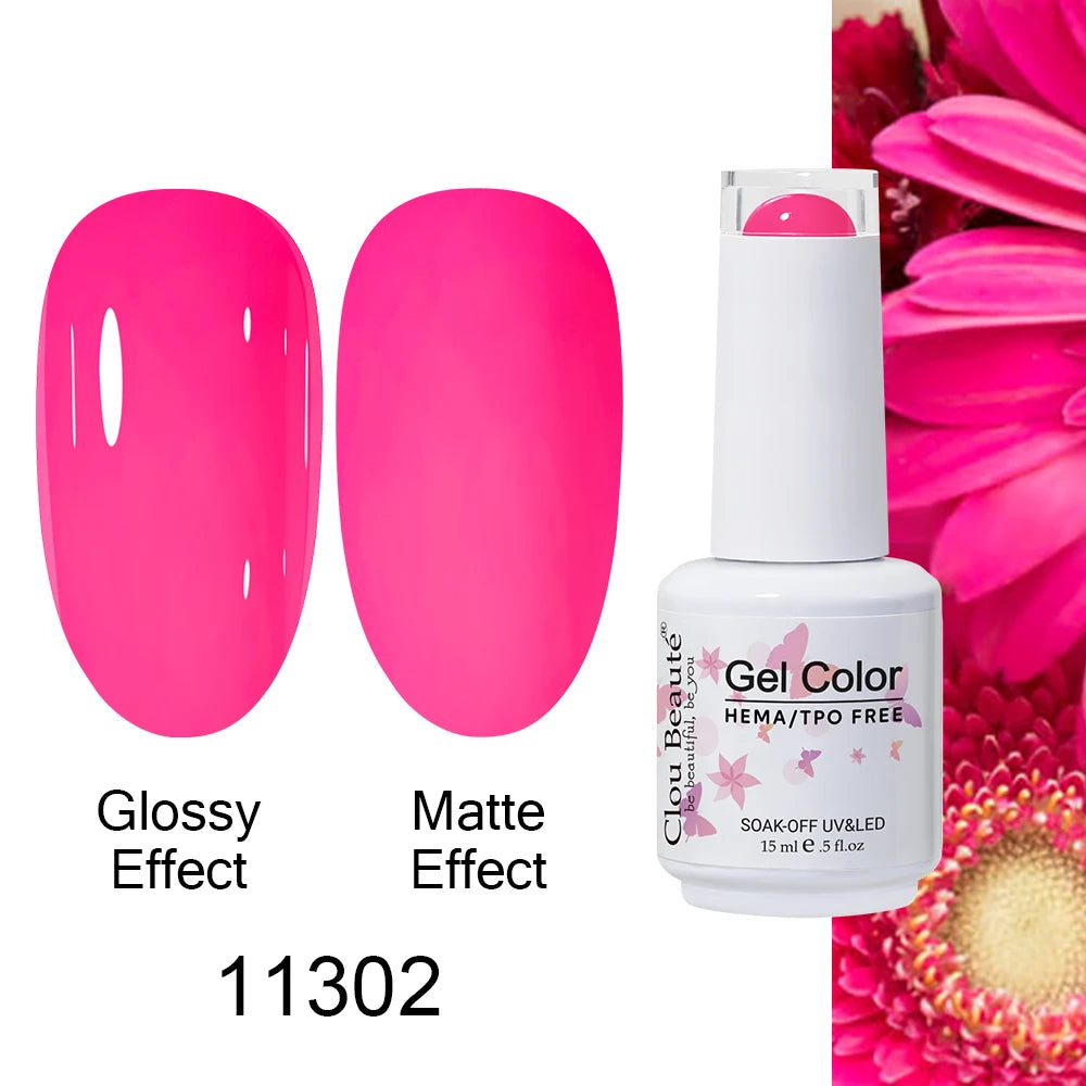 Clou Beaute 15ml HEMA TPO FREE Color Gel Nail Polish Nude Pink Red Green Collection Nail Gel Polish Glitter Soak Off UV LED Gel