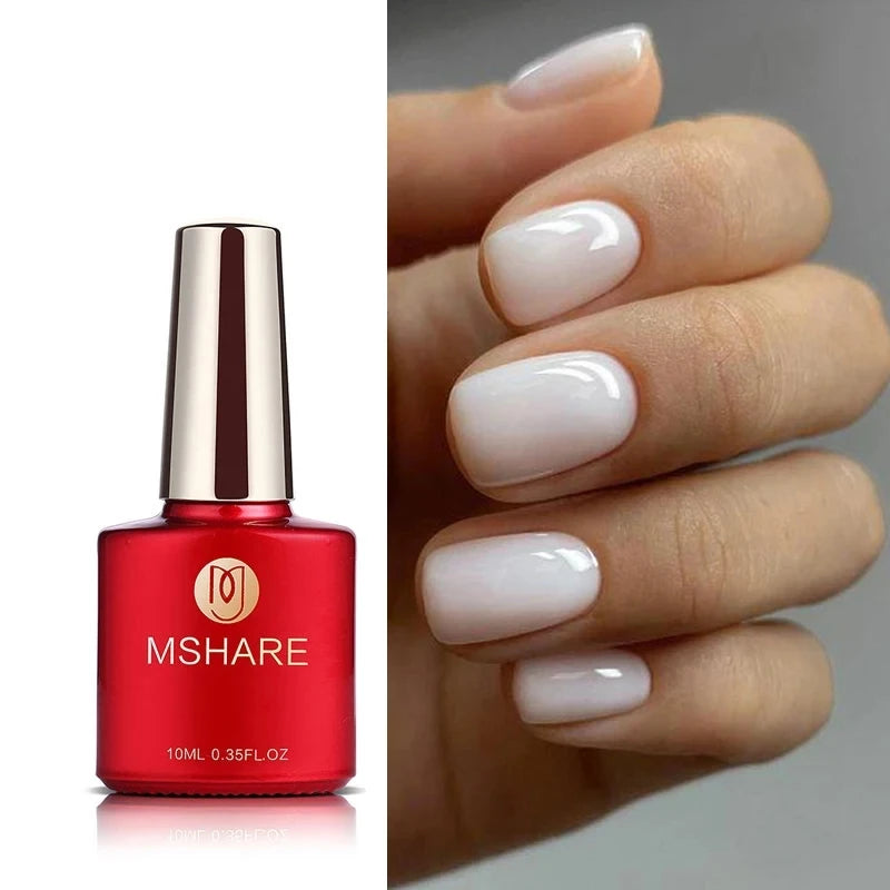 MSHARE Milk Milky White Base Gel Polish Camouflage Color Rubber Base Nail base coat 10ml