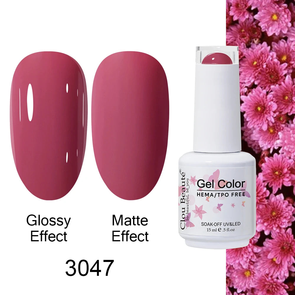 Clou Beaute 15ml HEMA TPO FREE Color Gel Nail Polish Nude Pink Red Green Collection Nail Gel Polish Glitter Soak Off UV LED Gel