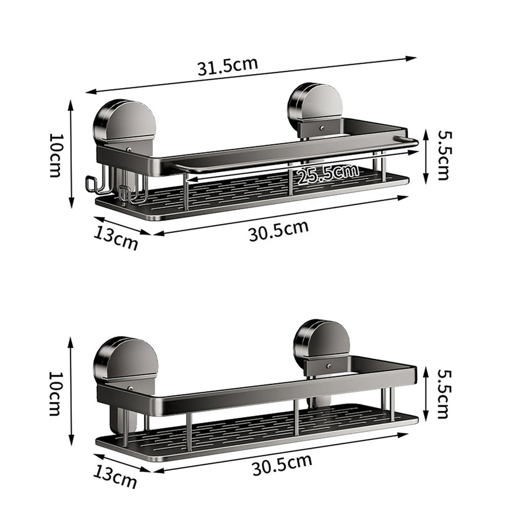 Suction Cup Bathroom Shelf No Drill Wall Mounted Shampoo Bottle Shower Rack Toilet Storage Rack Aluminum Bathroom Kitchen