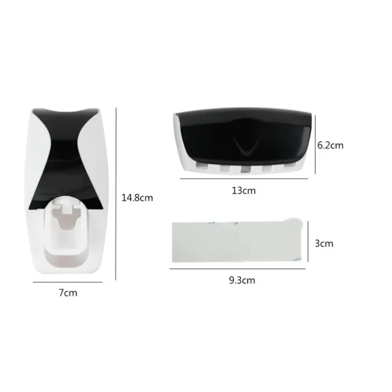 1 set of easy-to-use toothbrush holder with automatic toothpaste dispenser, wall mounted toothbrush storage rack, and bathroom