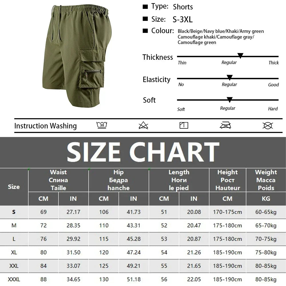 Men's Cargo Shorts Multi Pocket Casual Sports Summer Bermuda Shorts Loose Outdoor Travel Comfortable Durable Men Short Pants
