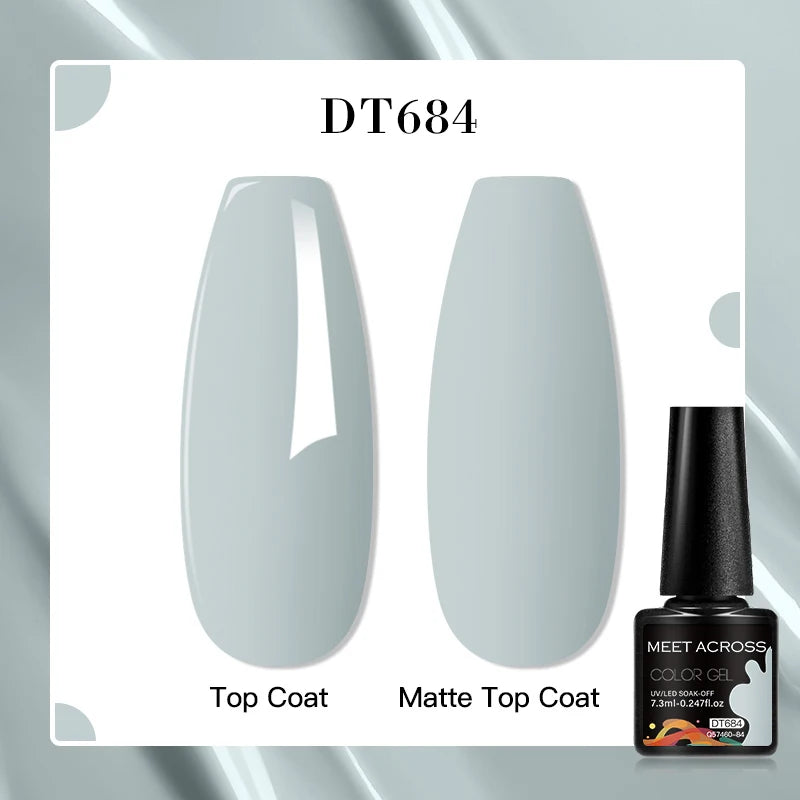 MEET ACROSS 160 Colors 7.3ml Gel Nail Polish Pink Green Blue Fluorescent Summer Glitter Varnish Semi Permanent Nail Art Gel