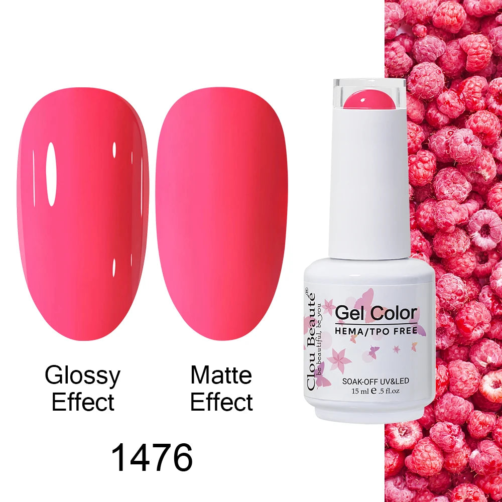 Clou Beaute 15ml HEMA TPO FREE Color Gel Nail Polish Nude Pink Red Green Collection Nail Gel Polish Glitter Soak Off UV LED Gel