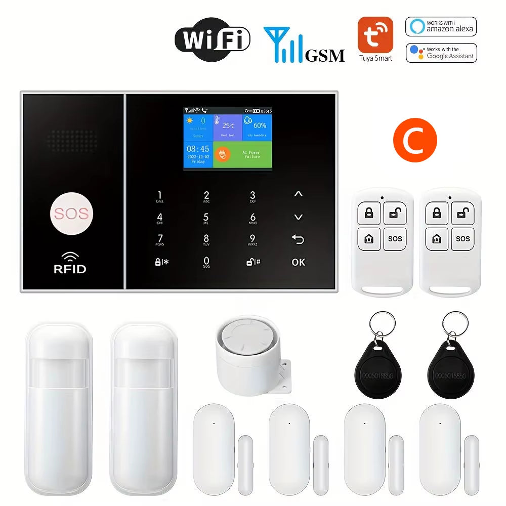 Home Security Tuya Home Alarm Wireless Smart System 2G GSM Wifi Home Child Safety Protection Anti-Theft Camera Automation