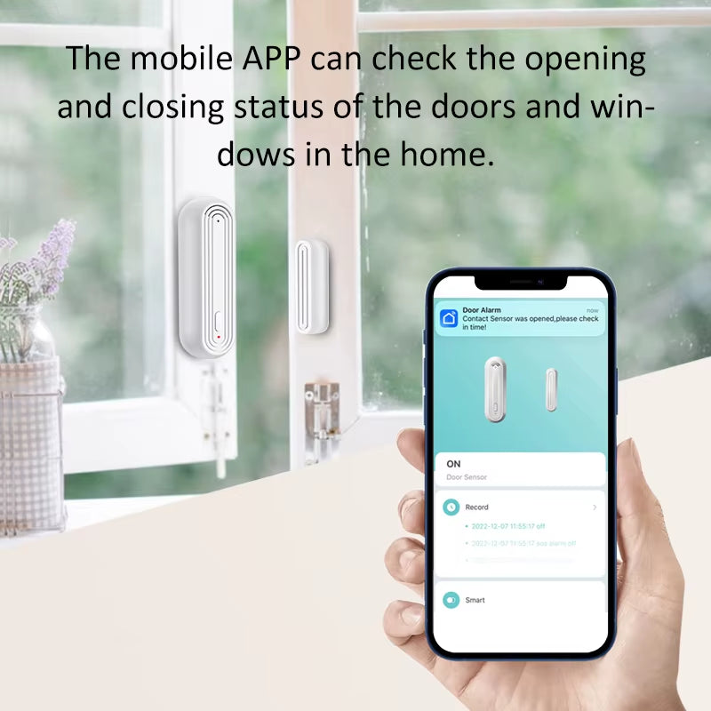 Tuya Smart Wifi Door Window Alarm Sensor Smart Home Open Closed Detectors Wifi Home Alarm Compatible with Alexa Google Home