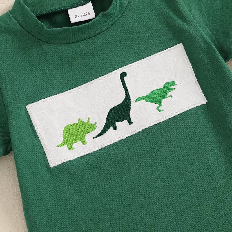 Baby Boy Shorts Set Whale/Dinosaur/Turtle Short Sleeve T-Shirts Striped Elastic Waist Shorts Clothes Toddler Summer Outfit