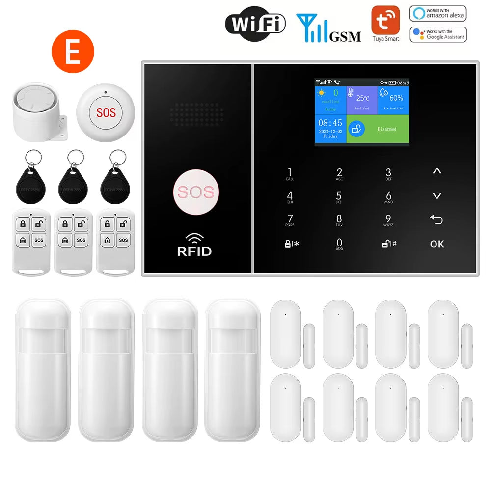 Home Security Tuya Home Alarm Wireless Smart System 2G GSM Wifi Home Child Safety Protection Anti-Theft Camera Automation