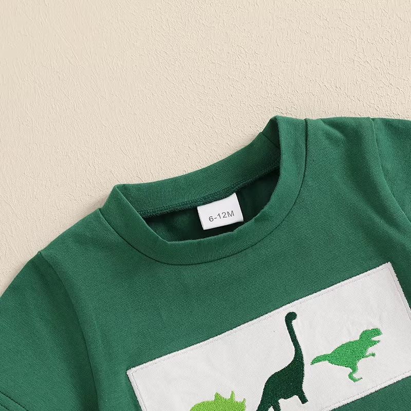 Baby Boy Shorts Set Whale/Dinosaur/Turtle Short Sleeve T-Shirts Striped Elastic Waist Shorts Clothes Toddler Summer Outfit